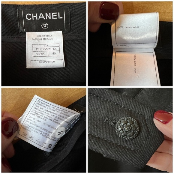SOLD CHANEL PENCIL SKIRT 100% WOOL BACK BELT LOGO BUTTON LUXURY CORPCORE 40-8 - Picture 11 of 11
